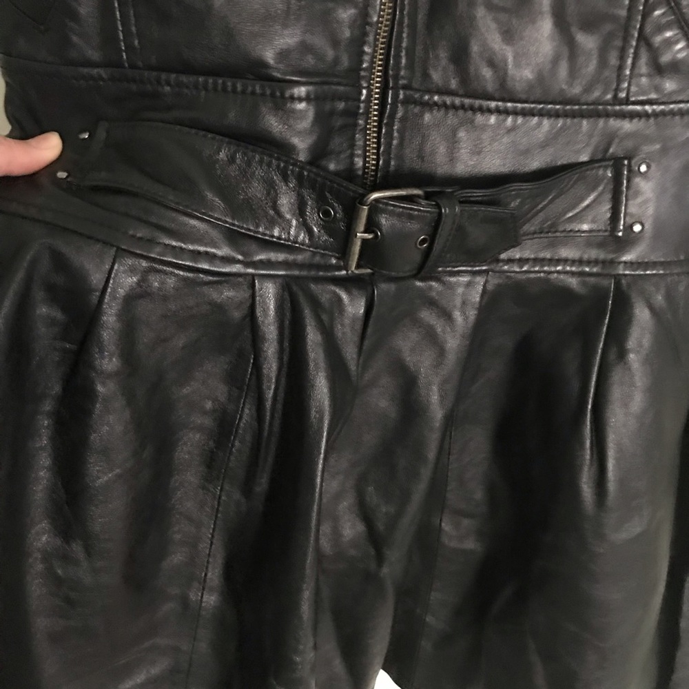 Artelier by Nicole Miller black leather moto dress - Picture 2 of 8